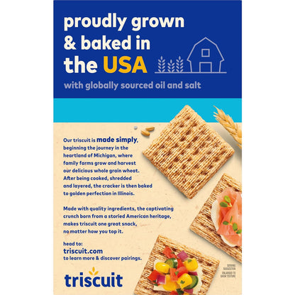 Triscuit Hint of Sea Salt Whole Grain Crackers – Family Pantry Staple for Packing Lunches on Busy Mornings