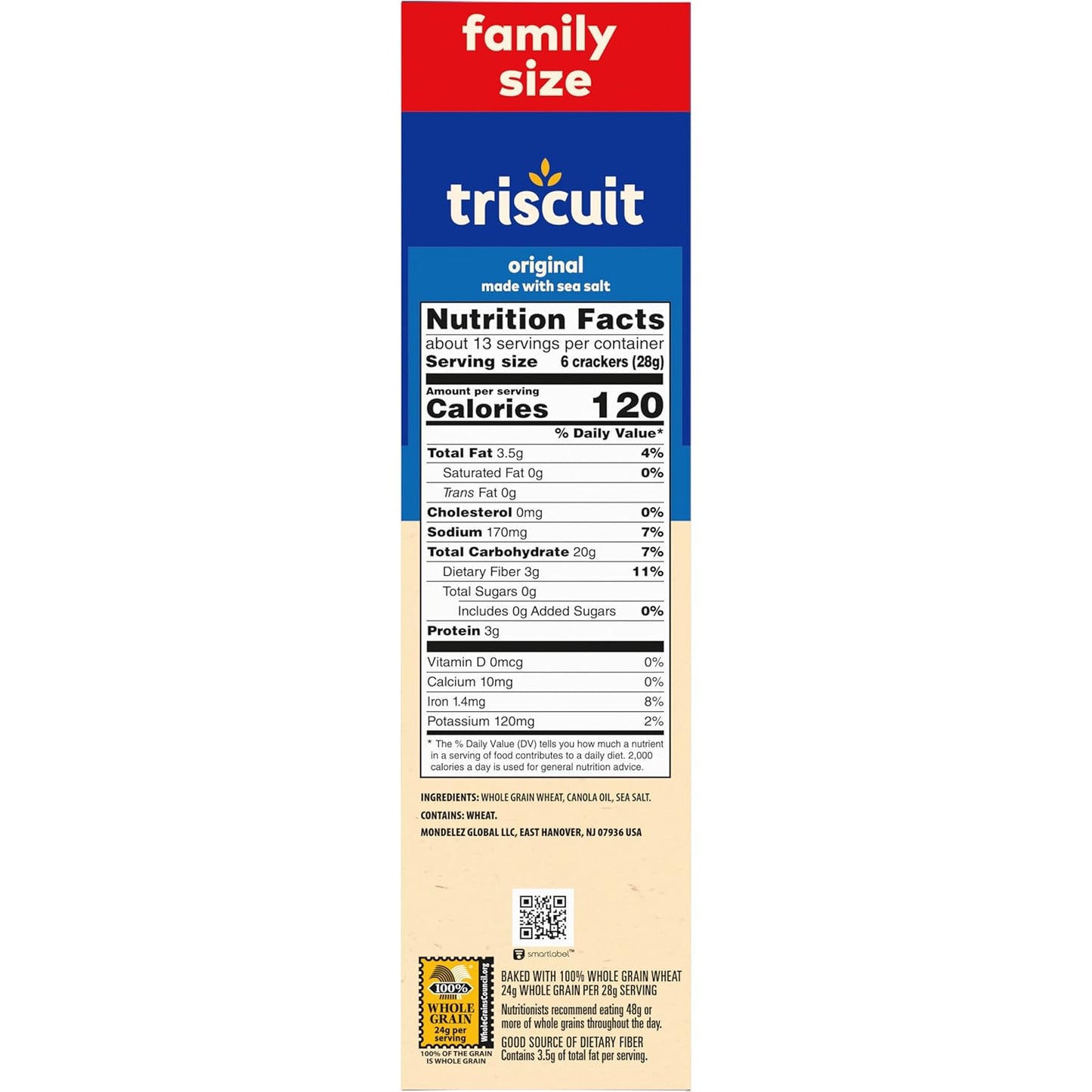Triscuit Original Whole Grain Wheat Crackers – Resealable Family Size Crackers for Outdoor Dining and Parties, 12.5 oz