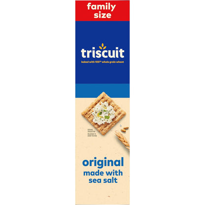 Triscuit Original Whole Grain Wheat Crackers – Resealable Family Size Crackers for Outdoor Dining and Parties, 12.5 oz