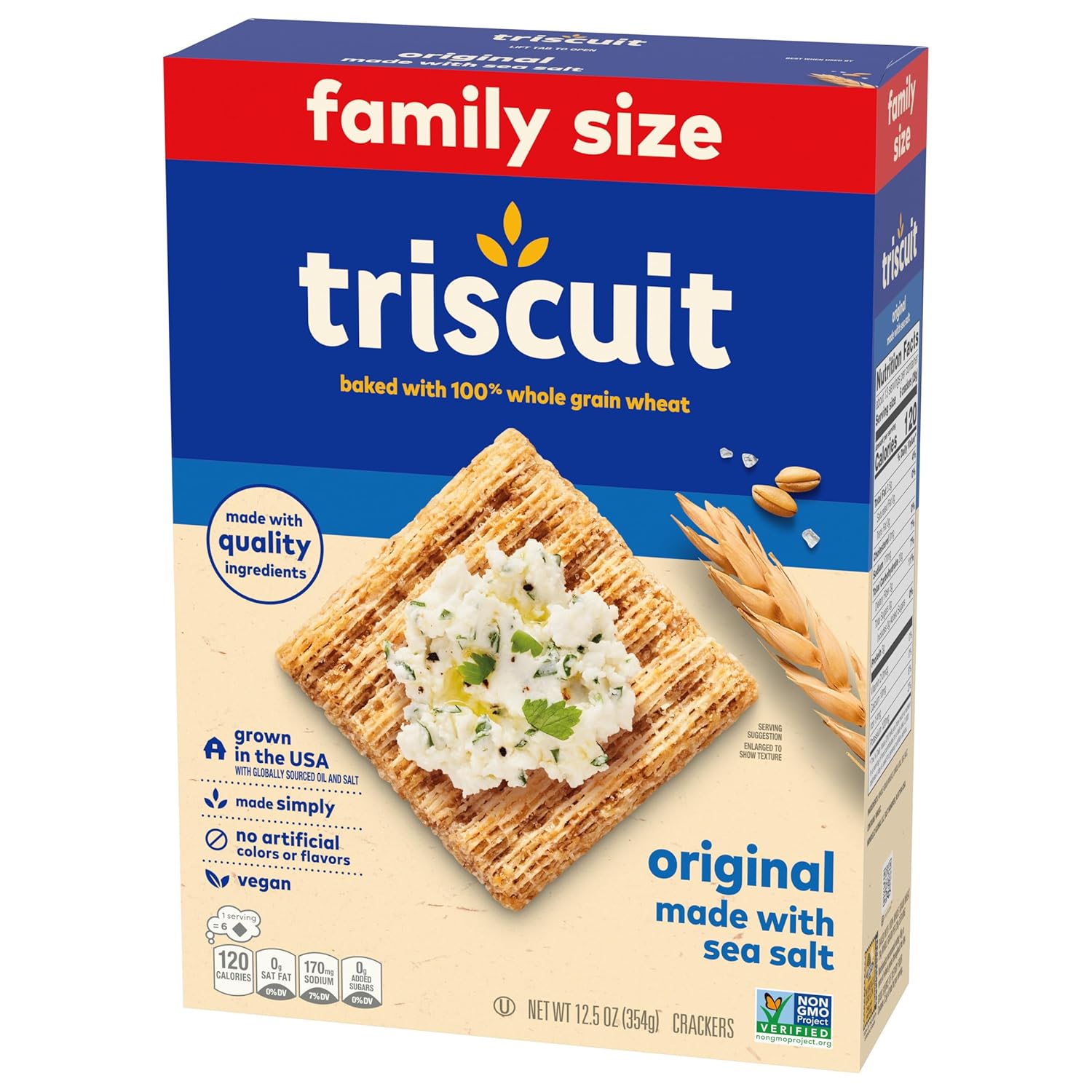 Triscuit Original Whole Grain Wheat Crackers – Resealable Family Size Crackers for Outdoor Dining and Parties, 12.5 oz