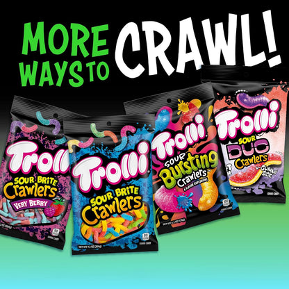 Trolli Electric Crawlers Sour Gummy Worms – One-Bag Sour Candy Solution for Minimalist Office Jars and Home Snack Drawers