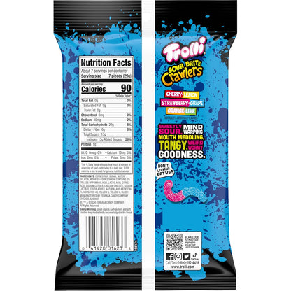 Trolli Sour Brite Crawlers Mini Sour Worms – Campfire and Trail Mix Sweetener for Picnics, Car Camping and Beach Days, 7.2 oz