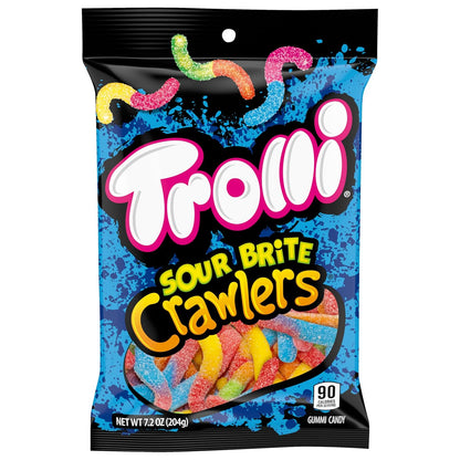 Trolli Sour Brite Crawlers Mini Sour Worms – Campfire and Trail Mix Sweetener for Picnics, Car Camping and Beach Days, 7.2 oz