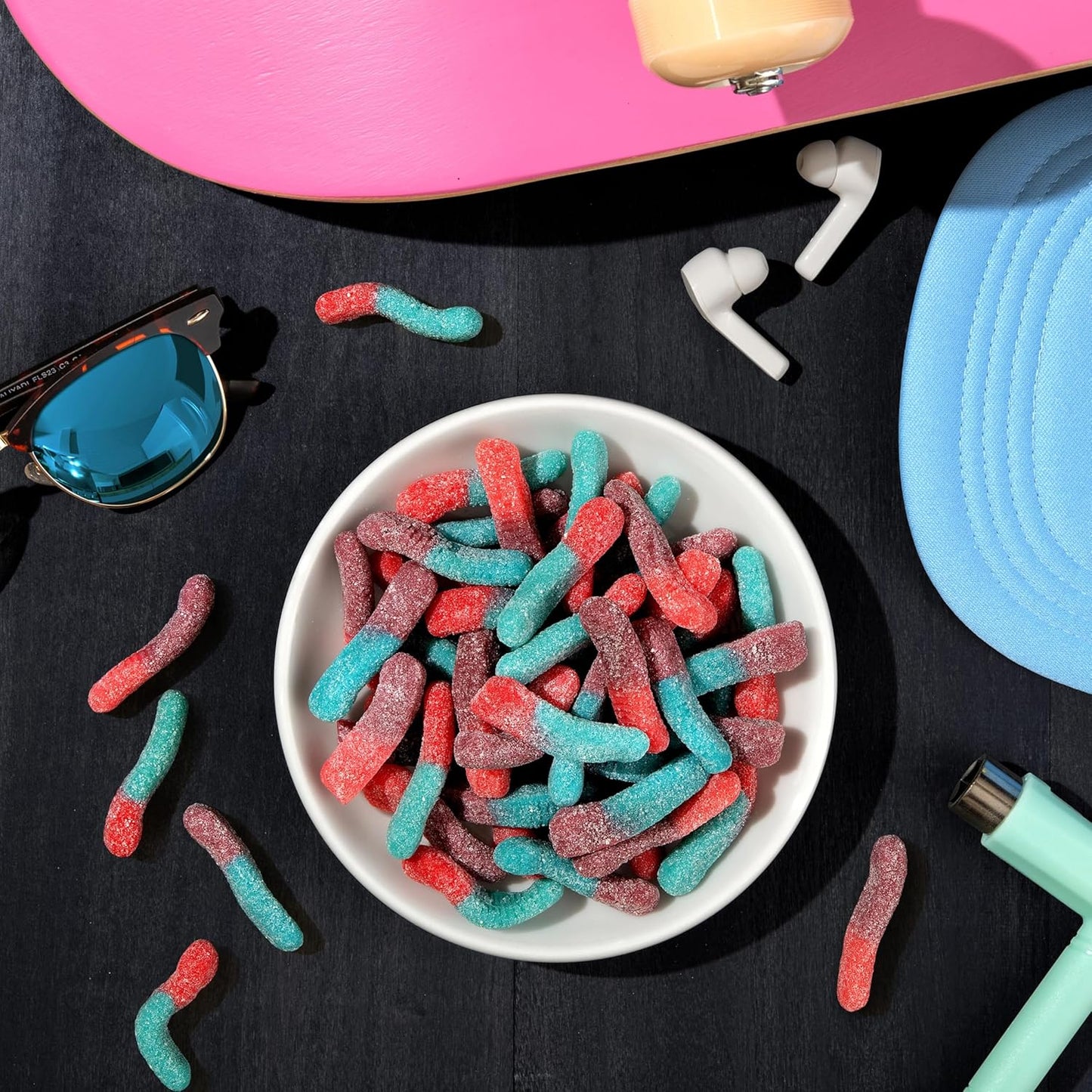 Trolli Sour Brite Crawlers Very Berry Gummy Worms – Playful Candy Buffet Accent for Home Halloween Decorating