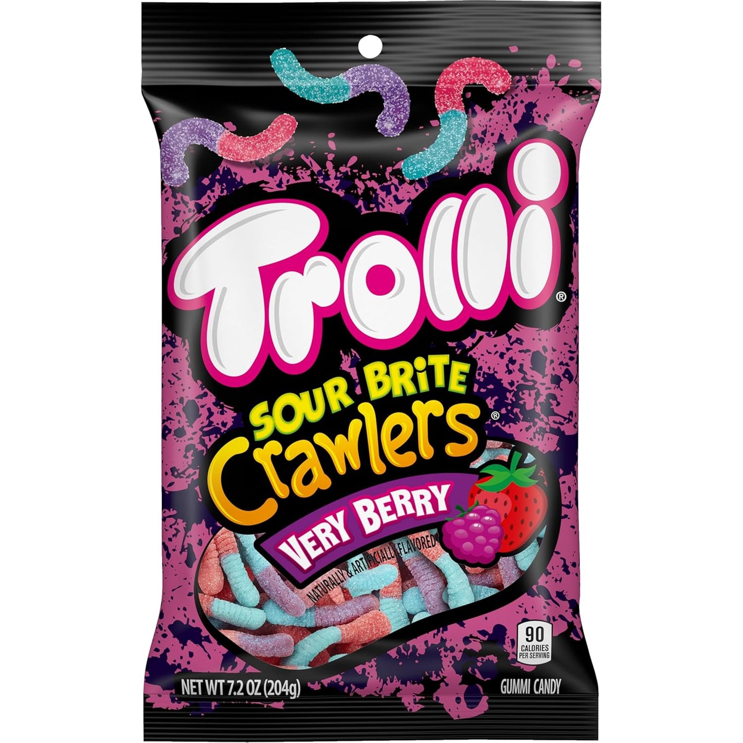 Trolli Sour Brite Crawlers Very Berry Gummy Worms – Playful Candy Buffet Accent for Home Halloween Decorating