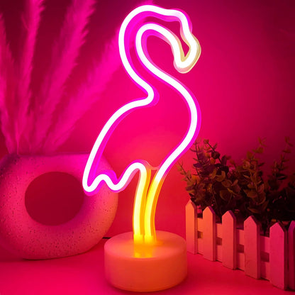 Tropical Flamingo Neon Light – Holiday Gift for Mom and Female Friends, Wall Tabletop Decor with Warm Glow