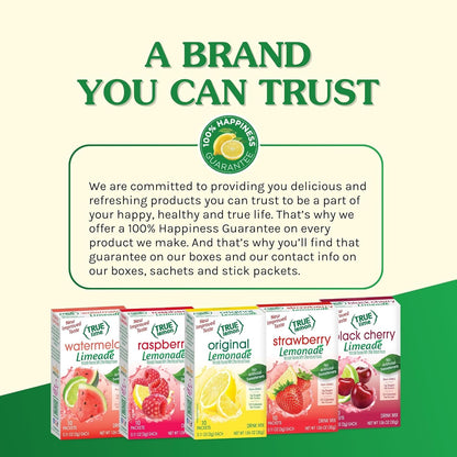 True Citrus True Lemon Strawberry Lemonade Powdered Packets – Commuter Bag Hydration for Workdays
