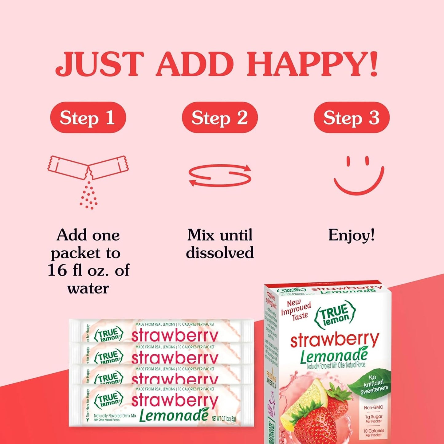 True Citrus True Lemon Strawberry Lemonade Powdered Packets – Commuter Bag Hydration for Workdays