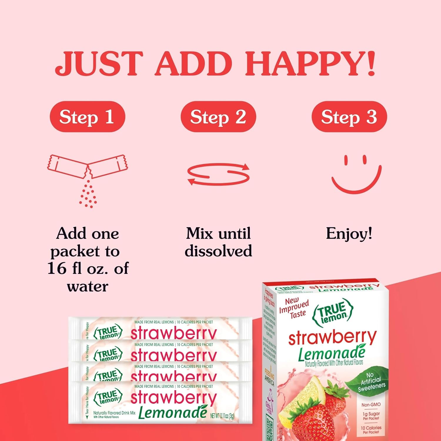 True Citrus True Lemon Strawberry Lemonade Powdered Packets – Commuter Bag Hydration for Workdays