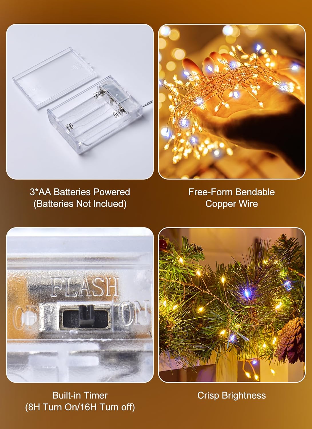 Twinkle Lights Battery Operated – Romantic Valentine's Day Gift, Dual Mode Twinkle String Lights