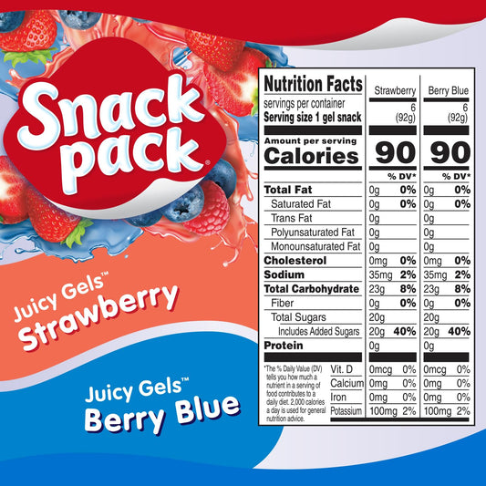 two fruit flavors per pack: strawberry and berry blue