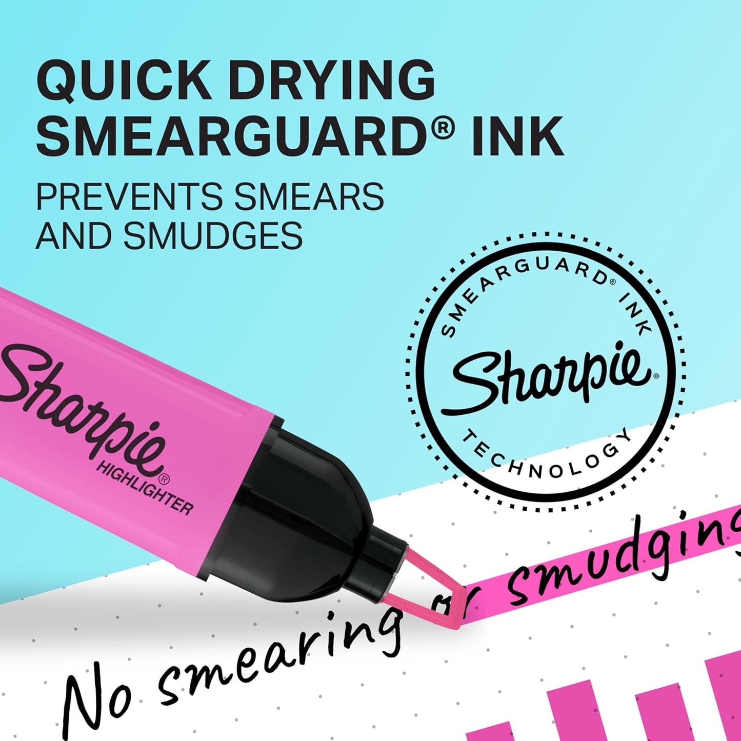 ultra-vivid fluorescent ink in assorted colors (yellow, pink, orange, green)