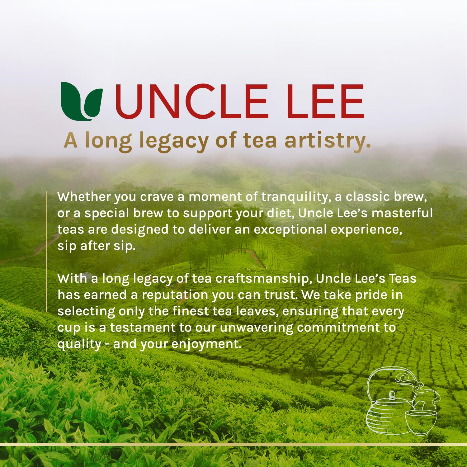 Uncle Lee's Organic Matcha Green Tea Bags – Elegant Holiday Gift for Her, the Mindful Tea Drinker
