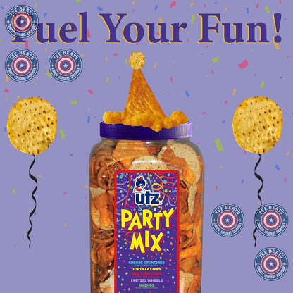 Utz Party Mix Bulk Snack Barrel - Safe No-Prep Snack for Kids Lunchboxes, Playdates, and Family Movie Nights