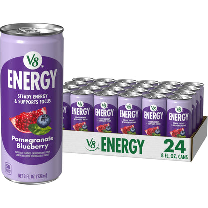 V8 +Energy Sparkling Juice – Portable 11.5 oz Energy Can for Hiking Trails and Road Trips