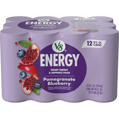 V8 +Energy Sparkling Juice – Portable 11.5 oz Energy Can for Hiking Trails and Road Trips
