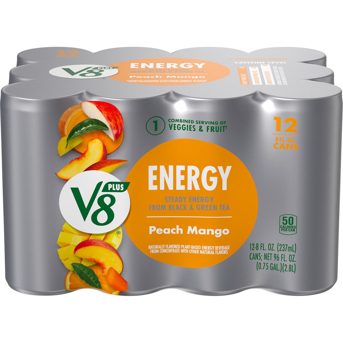 V8 +Energy Sparkling Juice – Portable 11.5 oz Energy Can for Hiking Trails and Road Trips