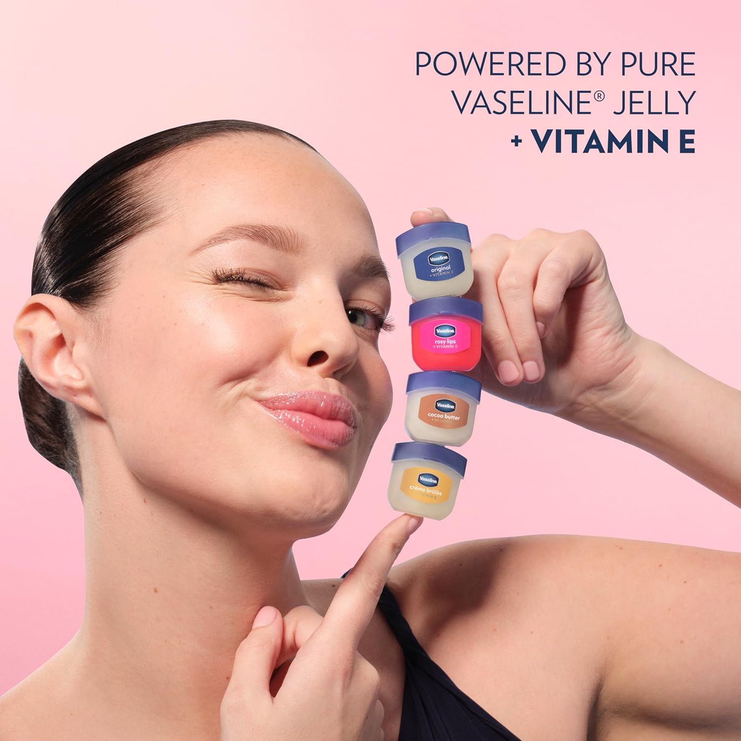 Vaseline Lip Therapy Rosy Lips Mini Jars 2 Count – Mindful Beauty Moment for Sensitive Skin, Overnight Lip Treatment with Petroleum Jelly