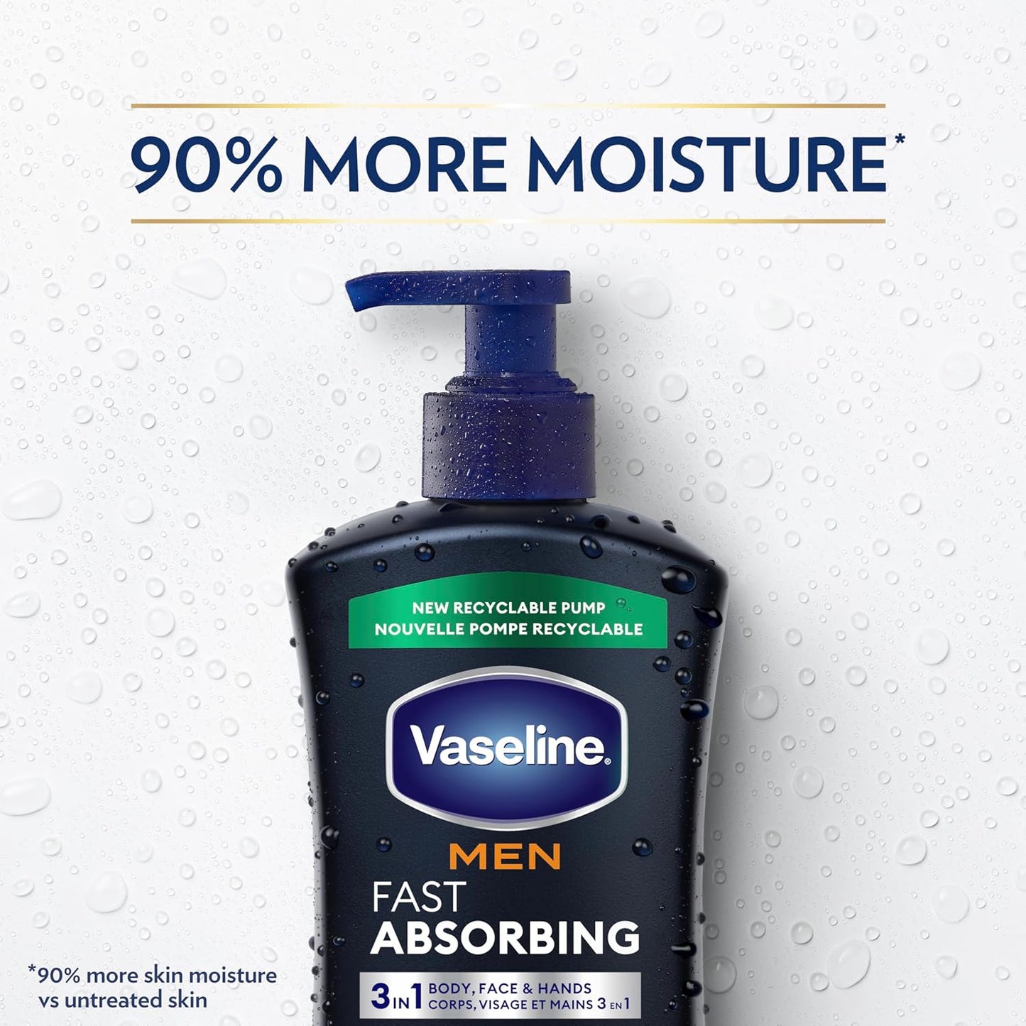Vaseline Men's Hand & Body Lotion – Camping and Patio After-Sun Cool-Down for Men Exposed to Wind and Sun, Menthol Refresh
