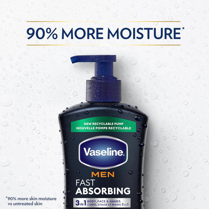 Vaseline Men's Hand & Body Lotion – Camping and Patio After-Sun Cool-Down for Men Exposed to Wind and Sun, Menthol Refresh