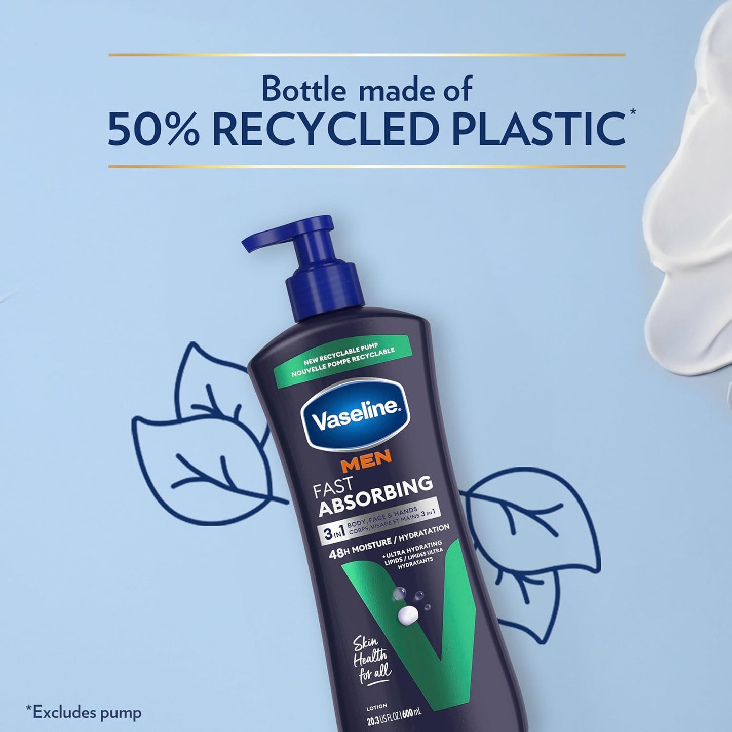 Vaseline Men's Hand & Body Lotion – Camping and Patio After-Sun Cool-Down for Men Exposed to Wind and Sun, Menthol Refresh