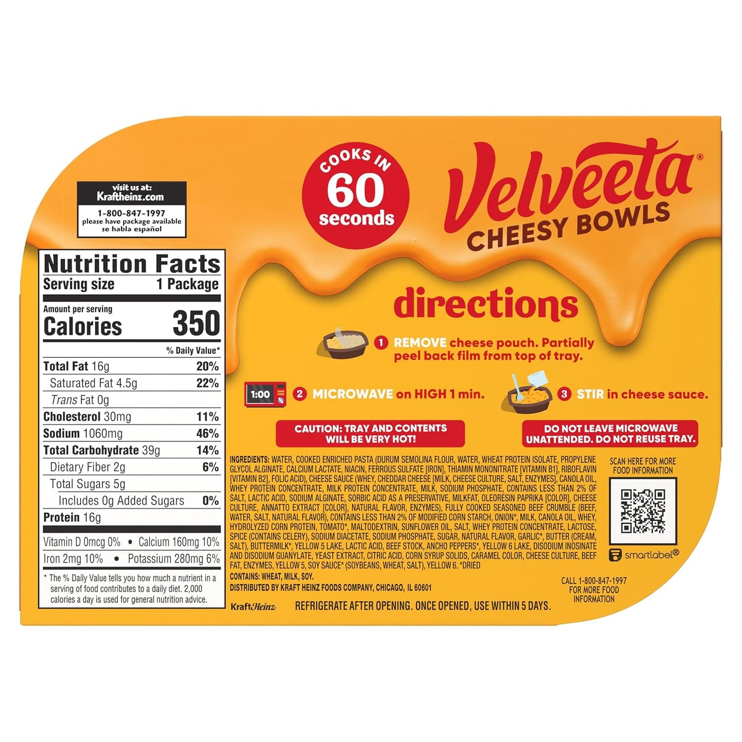 Velveeta Cheesy Bowls Ultimate Cheeseburger Mac – Cozy Get-Well Soon Care Package Add-On, 9 oz Single-Serve Meal
