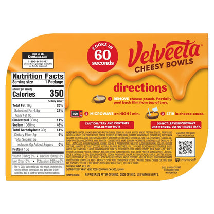 Velveeta Cheesy Bowls Ultimate Cheeseburger Mac – Cozy Get-Well Soon Care Package Add-On, 9 oz Single-Serve Meal