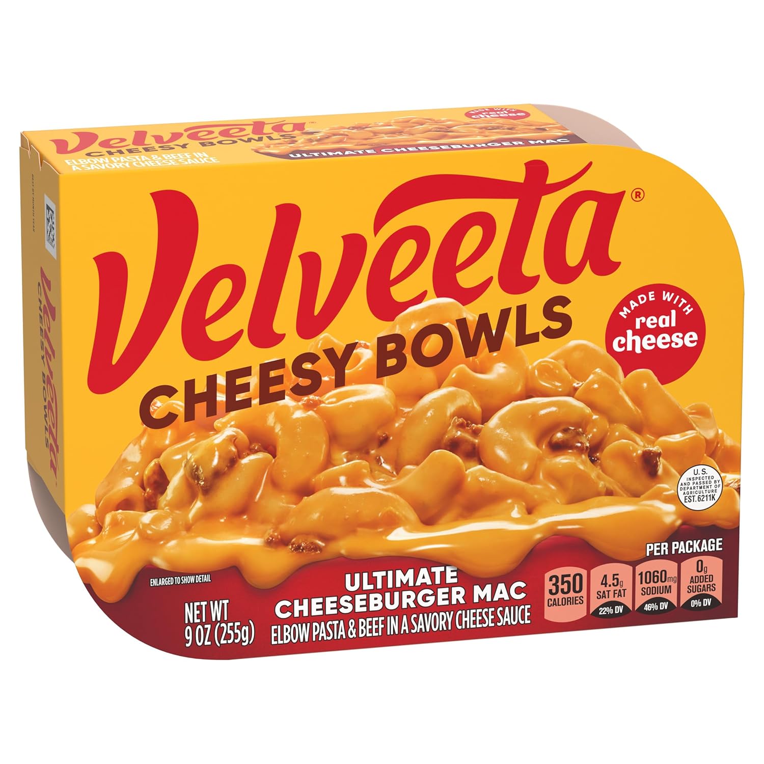 Velveeta Cheesy Bowls Ultimate Cheeseburger Mac – Cozy Get-Well Soon Care Package Add-On, 9 oz Single-Serve Meal