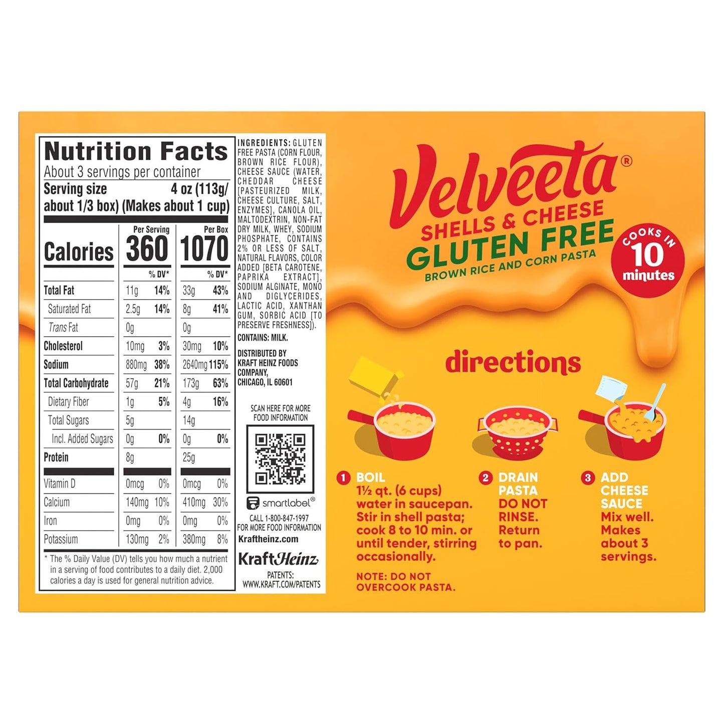 Velveeta Gluten Free Shells & Cheese, Streamlined Dinner for Minimalist Gluten Free Homes, 12 oz Box