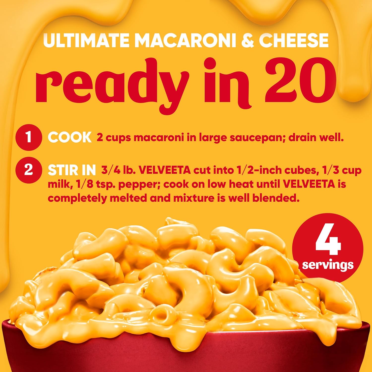 Velveeta Original Cheese Block – Practical Holiday Gift for College Students and Dorms, 16 oz