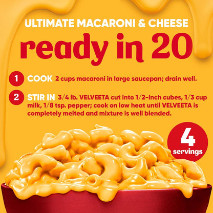 Velveeta Original Cheese Block – Practical Holiday Gift for College Students and Dorms, 16 oz
