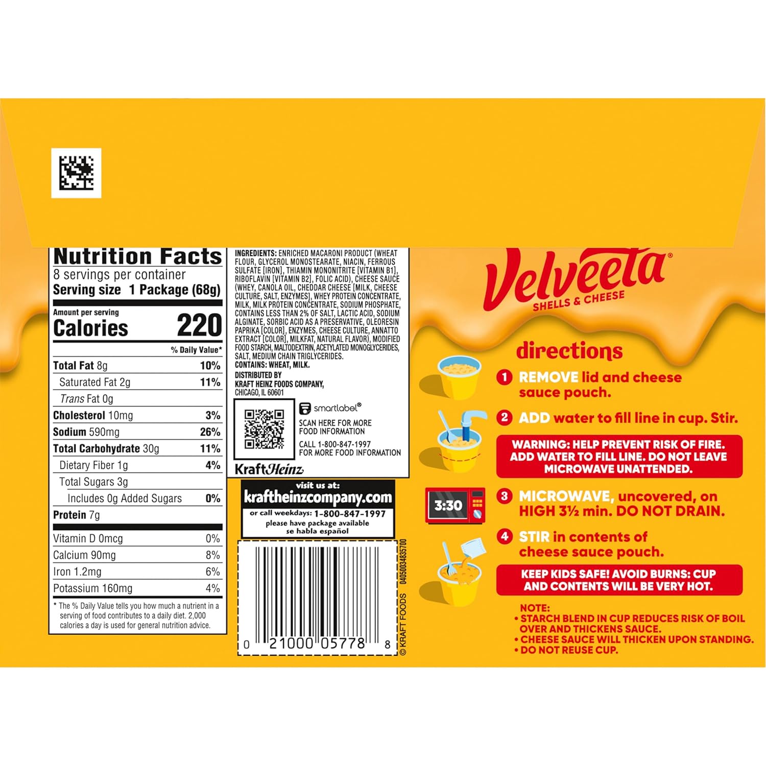 Velveeta Shells & Cheese Original Microwaveable Cup – Comforting Get-Well Care Package Snack, Single-Serve Cups