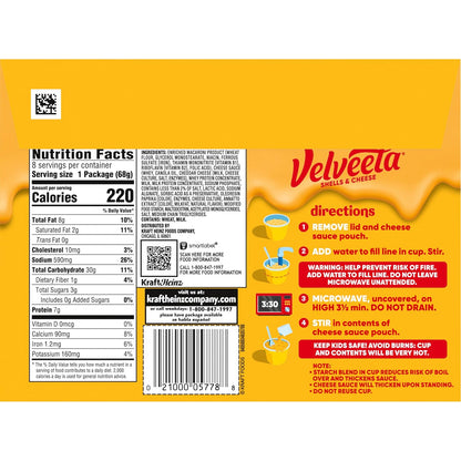 Velveeta Shells & Cheese Original Microwaveable Cup – Comforting Get-Well Care Package Snack, Single-Serve Cups