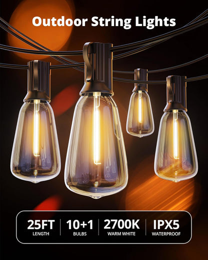 VIPAR Outdoor Edison String Lights – Linkable 78-Strand Commercial-Grade Hanging Lights for Pergola, Gazebo, and Balcony