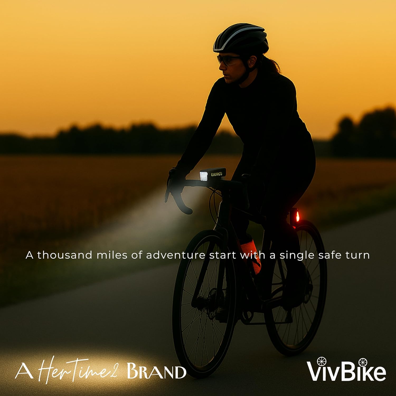 VivBike LED Bike Light Set – IPX4 Splash-Resistant Headlight and Rear Light for Rural Trails and Country Roads