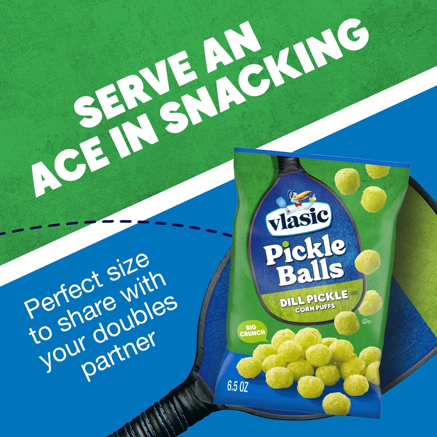 Vlasic Pickle Balls Dill Pickle Flavored Corn Puffs 6.5 oz – Light Airy Corn Puffs for Balanced Snacking and Portion Control