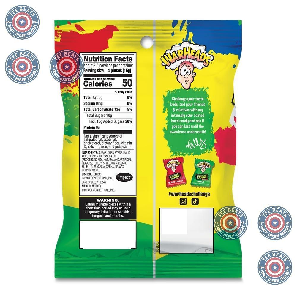 WARHEADS Workplace Sour Candy Sharable Pack - Coworker Desk Snack and Break Room Treat - 3 Pack
