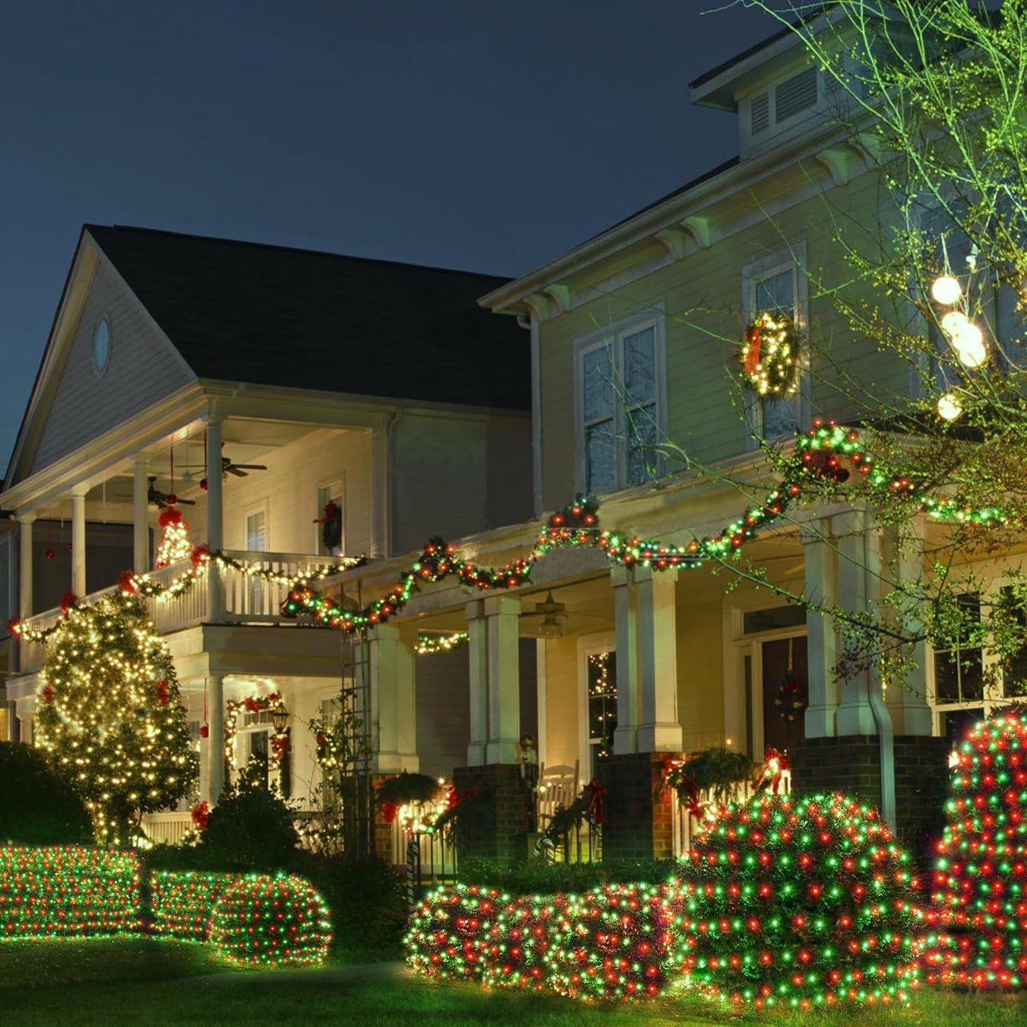 WBao Christmas Mesh Lights Minimalist – Less-Is-More Solar Net with 4 Brightness Levels for Calm, Restraint-Focused Holiday Decor