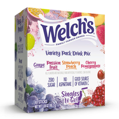 Welch's Singles To Go Drink Mix Singles - Sugar Free Vitamin C Powder Packets for a Lighter Mindful Hydration Habit