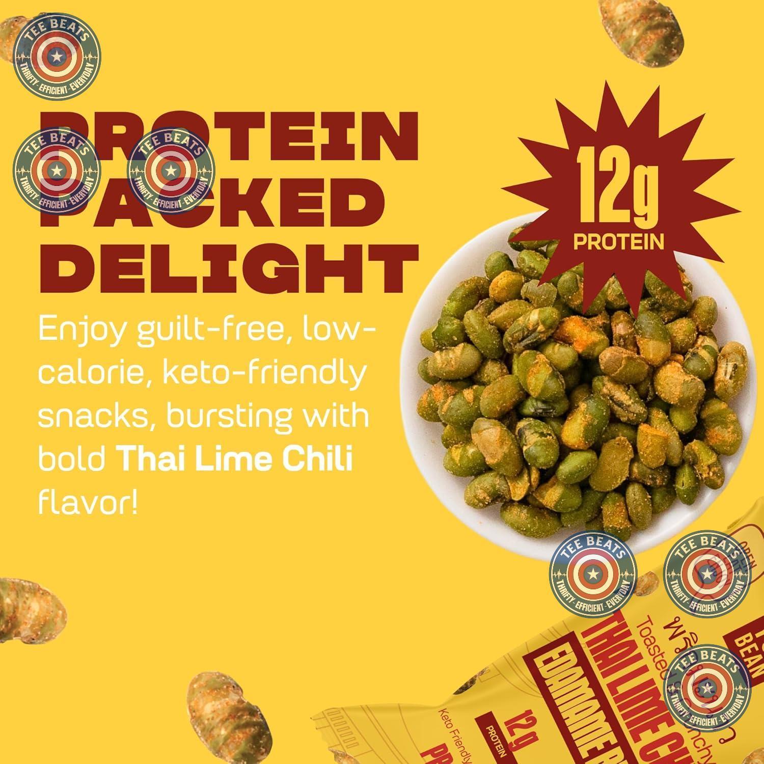 Where You Bean Dry Roasted Edamame (Thai Lime Chili) – Clean Eating Breakroom Upgrade for Office Wellness Programs, Vegan Keto Snack, Pack of 8