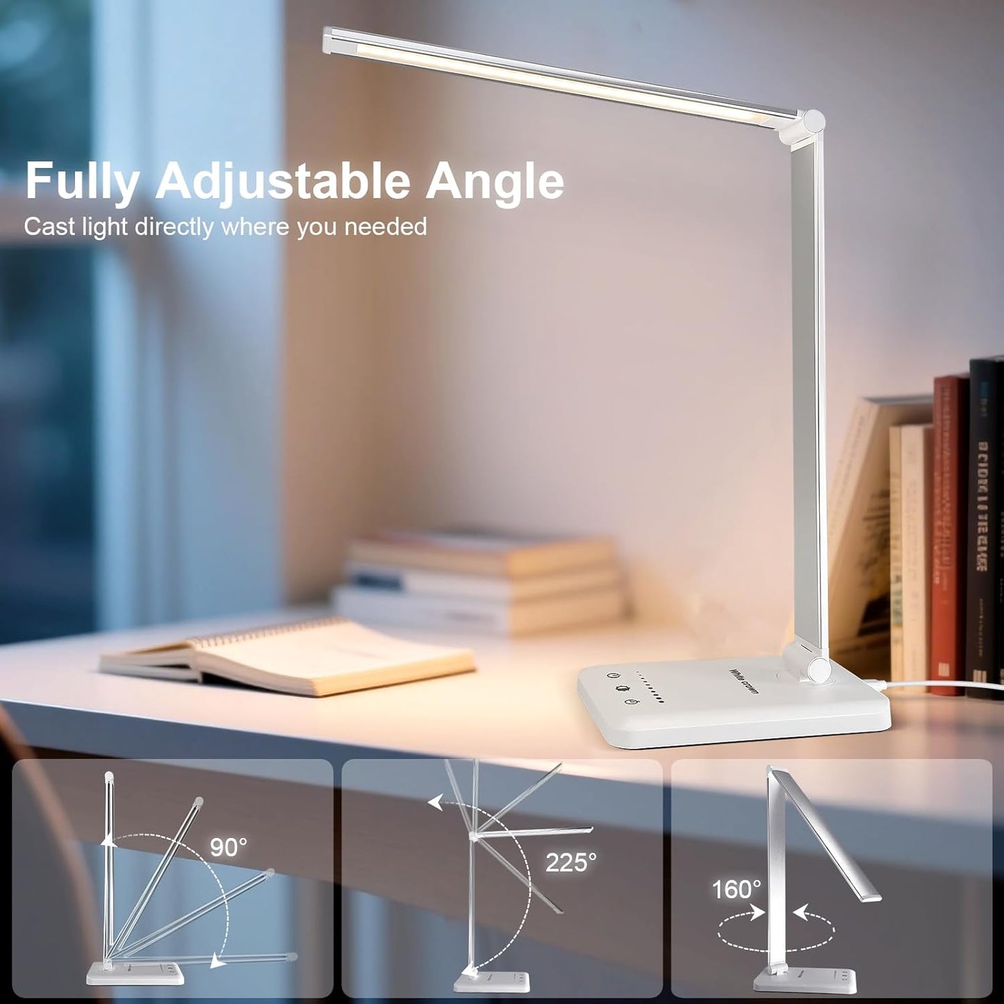 White crown Touch-Controlled Table Lamp with Auto Timer – Cozy Holiday Gift for Her and Young Adults