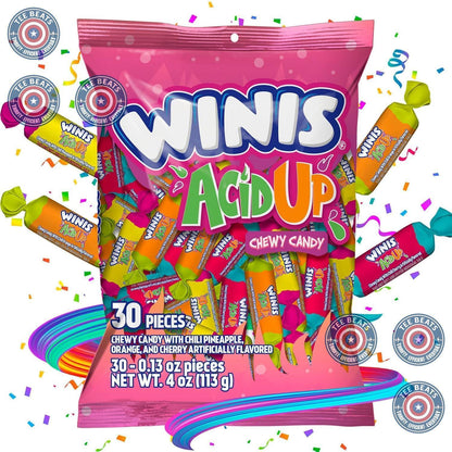 Winis Sour and Spicy Chewy Taffy Bag – Allergy-Conscious Candy Made the Old-Fashioned Way with Cane Sugar