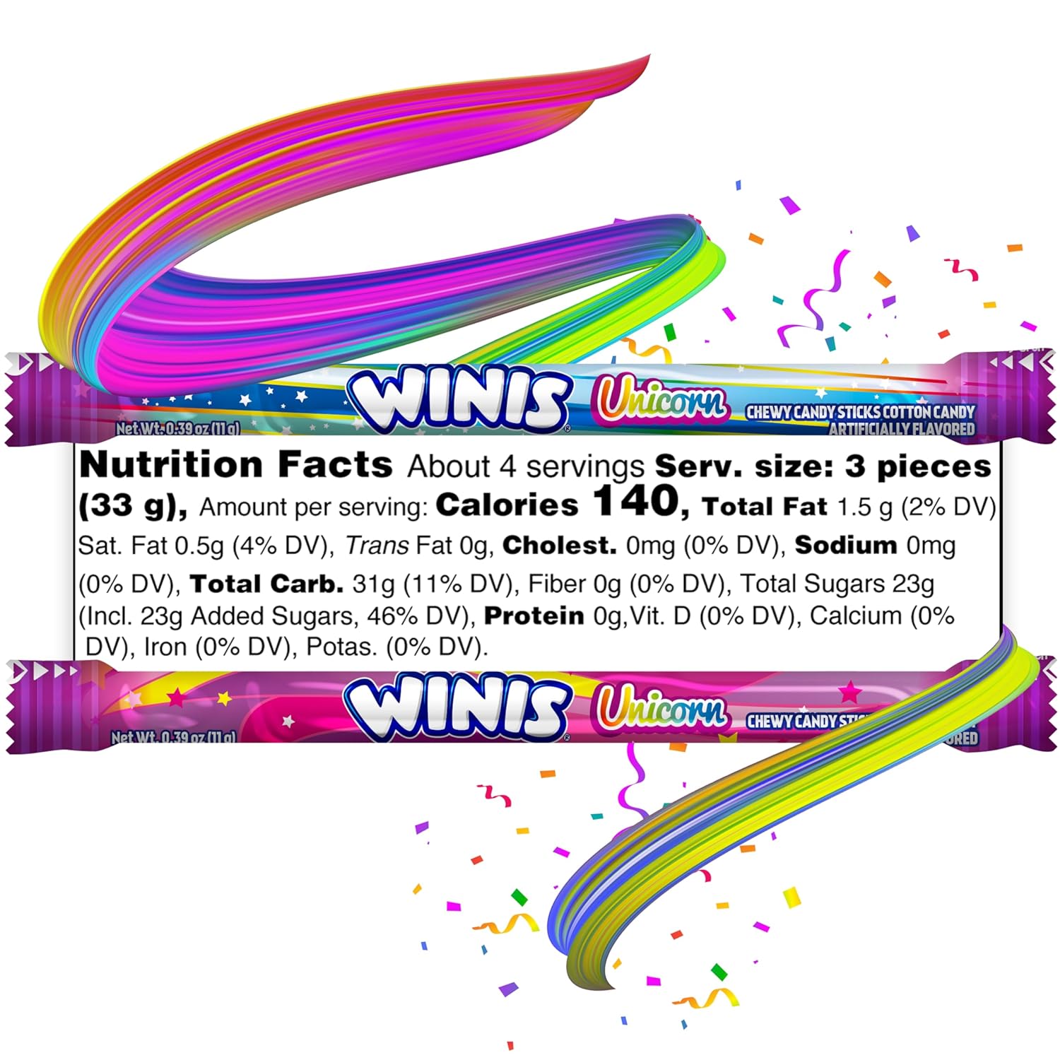 Winis Unicorn Cotton Candy Flavored Chewy Taffy Swirls – Safer Shared Candy for Daycare Centers, Pediatric Waiting Rooms, and School Concession Counters | 4.3 Oz Bag, Nut Free