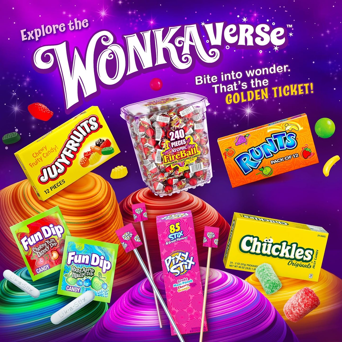 Wonka Jujyfruits Novelty Shaped Gummy Candy, 12oz Shareable Hiking and Beach Day Snack Bag for Families
