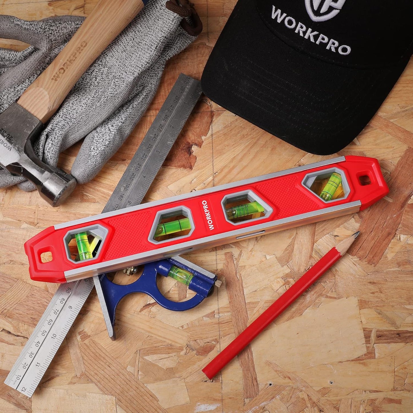 WORKPRO 12 Inch V-Groove Torpedo Level - Streamlined Leveler for Intentional, Less-Is-More Workshop Setups