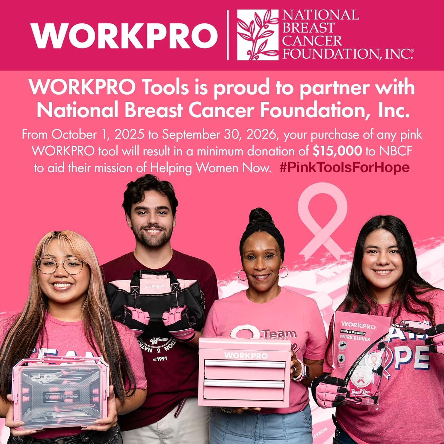 WORKPRO Pink Ribbon Hammer with Anti-Vibration Grip – Joint-Friendly DIY for Aging Adults and Arthritis Sufferers