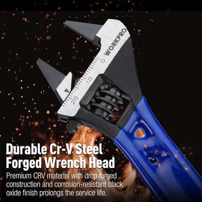 WORKPRO Wide-Opening Stubby Wrench – Streamlined Black Oxide Finish Tool for an Organized Workbench