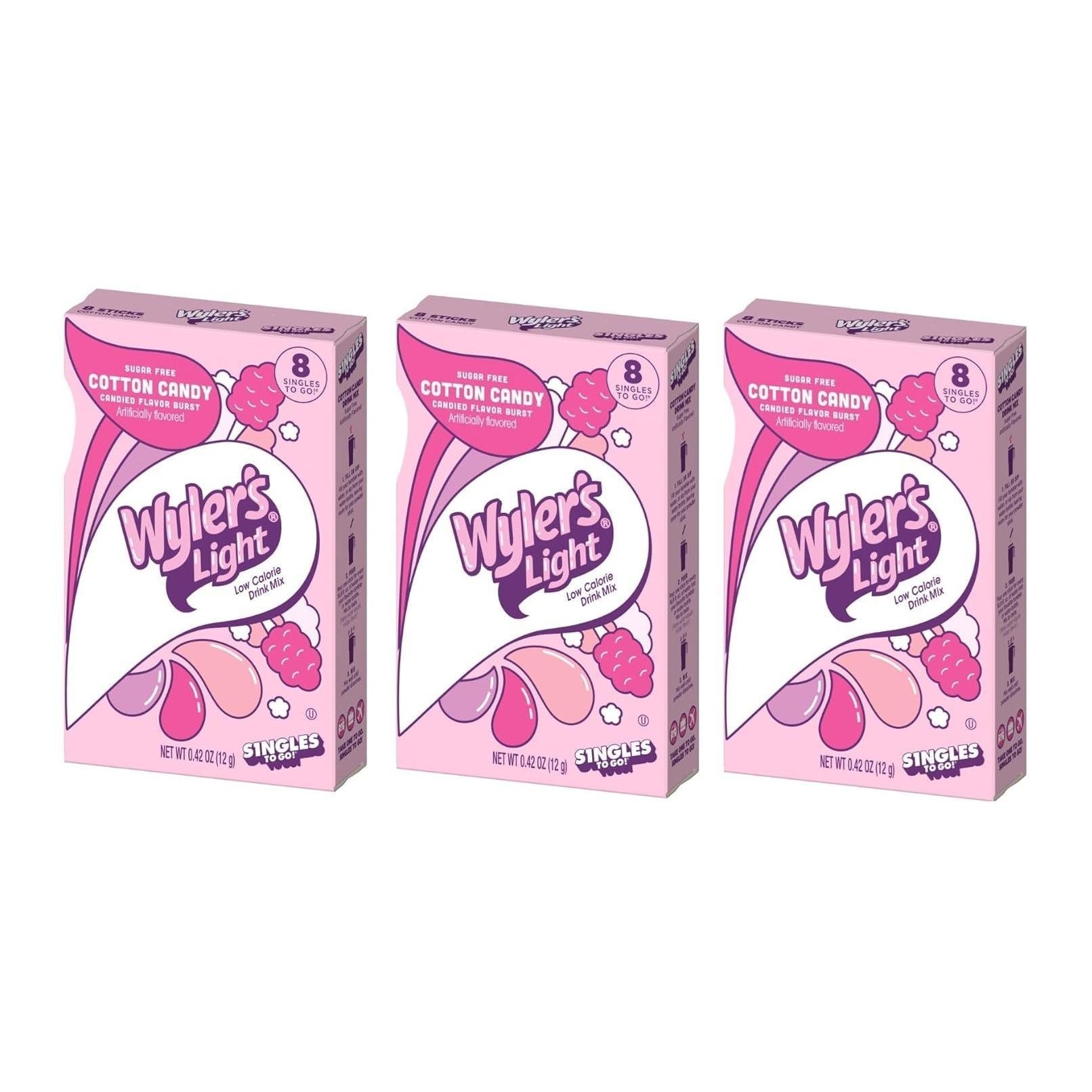 Wyler's Light Cotton Candy Sugar Free Mix - Dorm Room and Home Office Hydration Packets for Long Study Sessions