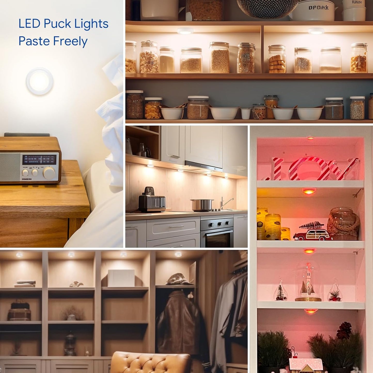 Yiliaw Adhesive Puck Lights – Uncompressed Design Lighting for Small Apartments and Rental Spaces, Remote Control