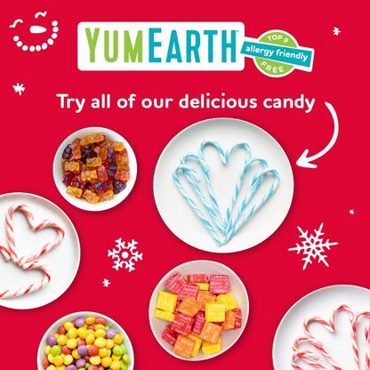 YumEarth Organic Candy Cane Lollipops - Safe Holiday Snack for Sensitive Kids, No Artificial Dyes Organic Peppermint Pops, 30 Count